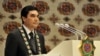 Turkmaniston prezidenti Qurbonguli Berdimuhammedov ikkinchi muddatga prezidentlik qasamyodini keltirmoqda. 12-fevral, 2012-yil.