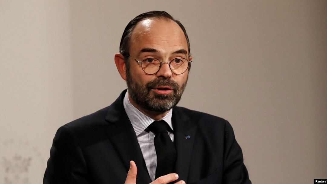 Perdana Menteri Prancis Edouard Philippe menyampaikan pidato dalam konferensi pers di Paris, Perancis, 9 Januari 2019. 