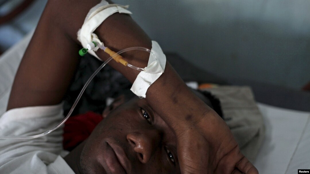 Givenchi Predelus suffers from Cholera at the Cholera Treatment Center run by the Haitian Ministry of Public Health and Population in collaboration with Doctors Without Borders, Port-au-Prince, Haiti, April 13, 2015.