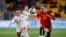 Spain's Olga Carmona competes against Costa Rica's Melissa Herrera in their World Cup match, July 21, 2023, at Wellington Regional Stadium, Wellington, New Zealand.