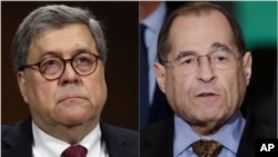 From left, Attorney General William Barr and House Judiciary Committee Chairman Jerrold Nadler of New York.