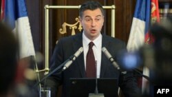 Guverner Narodne banke Srbije Dejan Šoškić se obraća novinarima na današnjoj konferenciji.