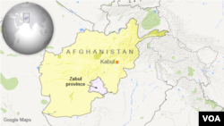 Map showing Zabul province, Afghanistan