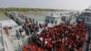 Rohingya refugees arrive at Bhashan Char island in the Bay of Bengal, Bangladesh, Dec. 29, 2020.