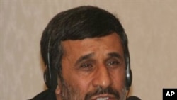 Iranian President Mahmoud Ahmadinejad speaks at a news conference after a Caspian Sea summit in Baku, Azerbaijan on Thursday, Nov 18, 2010. Ahmadinejad said Thursday that embargoes are ineffectual and the West should drop its aggressive approach if talks 