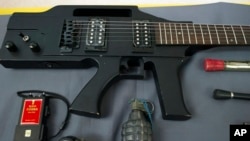 Items prohibited on passenger airlines and confiscated from passengers by Transportation Security Administration (TSA) officers, are displayed at Dulles International Airport in Dulles, Va., March 26, 2019. 