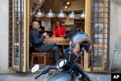 Customers have a drink at a restaurant in Beirut, Lebanon, May 4, 2020.