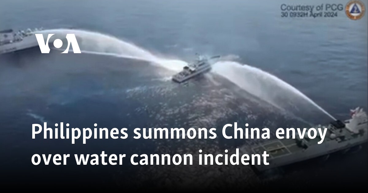 Philippines summons China envoy over water cannon incident