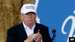 Ứng cử viên tổng thống của Đảng Cộng hòa Donald Trump tại một sự kiện ở Des Moines, tiểu bang Iowa, ngày 27 tháng 8 năm 2016. 