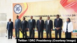 Les chefs d’Etat et de Gouvernement de la SADC lors du sommet de la Double Troïka, à Luanda, Angola. 24 avril 2018. (Twitter/Présidence RDC)