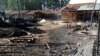 Attackers set fire to an Ebola treatment center run by Medecins Sans Frontieres (MSF) in the east Congolese town of Katwa, Democratic Republic of Congo, Feb. 25, 2019. (Laurie Bonnaud/MSF)