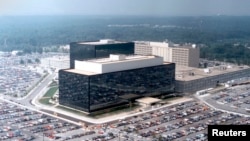 An undated aerial handout photo shows the National Security Agency (NSA) headquarters building in Fort Meade, Maryland. 