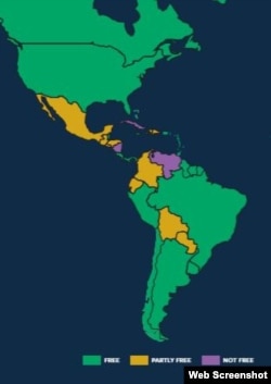 Mapa Libertad Global 2020, Freedom House.