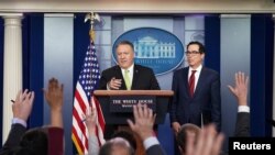 Mike Pompeo e Steven Mnuchin fizeram o anúncio