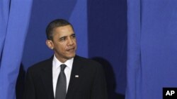 President Barack Obama arrives to speak about his plan for America's energy security, Wednesday, March 30, 2011, at Georgetown University in Washington. (AP Photo/Carolyn Kaster)