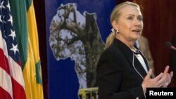 U.S. Secretary of State Hillary Clinton speaks at the University of Dakar, in Dakar, Senegal, August 1, 2012.