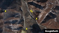 OneFreeKorea says this Google Earth screenshot shows the No. 12 Reeducation Camp at “Chongo-ri” or “Jeongeo-ri” in North Hamgyong Province, North Korea. (Image: Google Earth and Digital Globe, via OneFreeKorea)