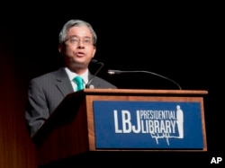 FILE - Pham Quang Vinh, Vietnamese ambassador to the U.S., addresses the Vietnam War Summit at the LBJ Presidential Library in Austin, Texas, April 28, 2016.