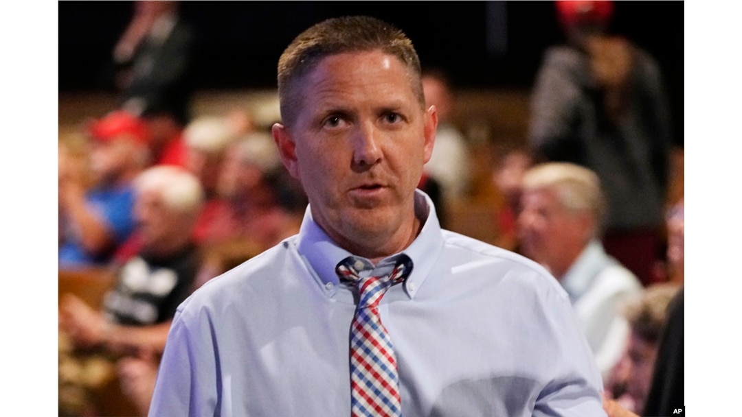 Former Oklahoma state Sen. Josh Brecheen, Republican candidate for U.S. House, pictured at a rally in support of Oklahoma Gov. Kevin Stitt, Nov. 1, 2022, in Oklahoma City.