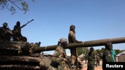 SPLA soldiers on guard in Bentiu, Unity state in January 2014. 