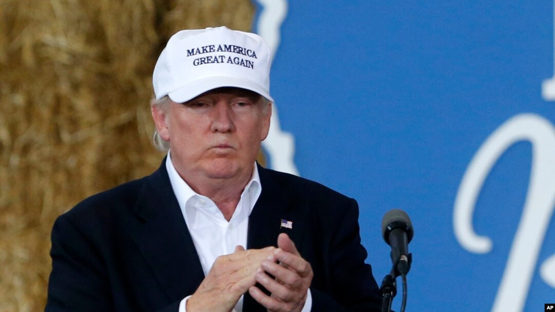 Ứng cử viên tổng thống của Đảng Cộng hòa Donald Trump tại một sự kiện ở Des Moines, tiểu bang Iowa, ngày 27 tháng 8 năm 2016. 