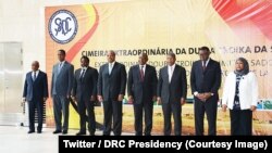 Abakuru b'ibihugu n'amareta ba SADC mu nama i Luanda, muri Angola. Italiki 24/04/2018. 