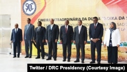 Les chefs d’Etat et de Gouvernement de la SADC lors du sommet de la Double Troïka, à Luanda, Angola. 24 avril 2018. (Twitter/Présidence RDC)