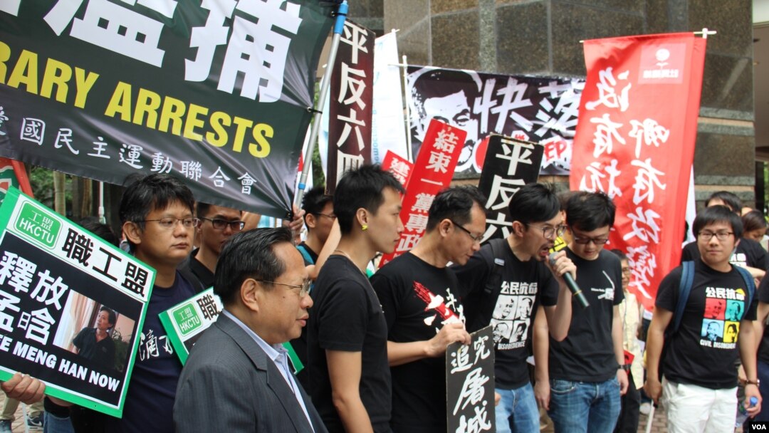 香港多个团体和政党游行示威要求张德江倾听港人民意