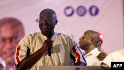 FILE - Mahamudu Bawumia, Vice President of Ghana, delivers a speech after winning the presidential primaries for a new presidential candidate for the New Patriotic Party NPP in Accra on November 4, 2023.