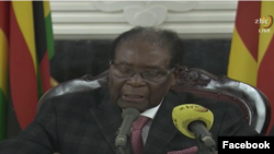 Screen shot of Mugabe live speech from ZBC news online.