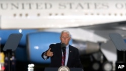 Vice President Mike Pence speaks to supporters Saturday Oct. 24, 2020 in Tallahassee, Fla. Battleground Florida was again a central focus of the presidential campaign Saturday as President Donald Trump, Vice President Mike Pence and former President…