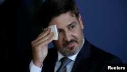 FILE - Fernando Segovia gestures during a ceremony in Brasilia, Brazil, Nov. 20, 2017.