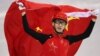 Short Track Speed Skating Events - Pyeongchang 2018 Winter Olympics - Men's 500m Final - Gangneung Ice Arena - Gangneung, South Korea - February 22, 2018 - Gold medallist Wu Dajing of China celebrates. 