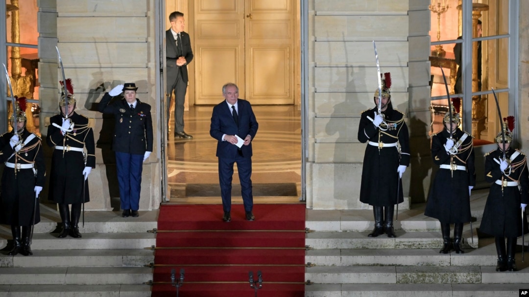 France's newly appointed Prime Minister Francois Bayrou looks on after the handover ceremony at the Hotel Matignon , the Prime Minister residence, in Paris, Dec. 13, 2024.