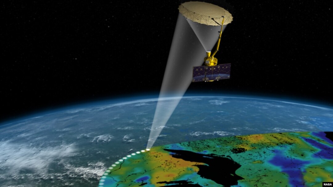 美國太空總署發射的衛星SMAP ，主要觀察水的循環 。 (NASA 網頁圖片）