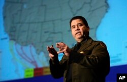 FILE - David Aguilar, U.S. Customs and Border Protection's National Border Patrol Chief, speaks at the Texas Homeland Security conference San Antonio, Nov. 28, 2006.