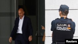 FILE - Former president of the Royal Spanish Football Federation Luis Rubiales is pictured after leaving the high court in Madrid, Spain - September 15, 2023