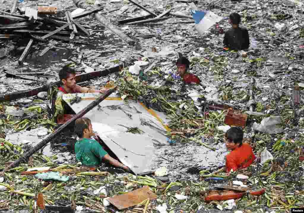 Two weeks worth of rain fell in one day in Manlia, submerging half of the Philippines capital, July 2012.