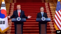 پرزیدنت ترامپ در کنفرانس خبری با رئیس جمهوری کره جنوبی
