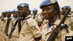 Des Casques bleus sénégalais de la Minusma à Sévaré, Mali, le 30 mai 2018. 