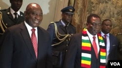 President Cyril Ramaphosa and President Emmerson Mnangagwa in Harare, March 12, 2019.