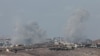 Smoke billows near Nabatieh, amid ongoing hostilities between Hezbollah and Israeli forces, as seen from Marjayoun