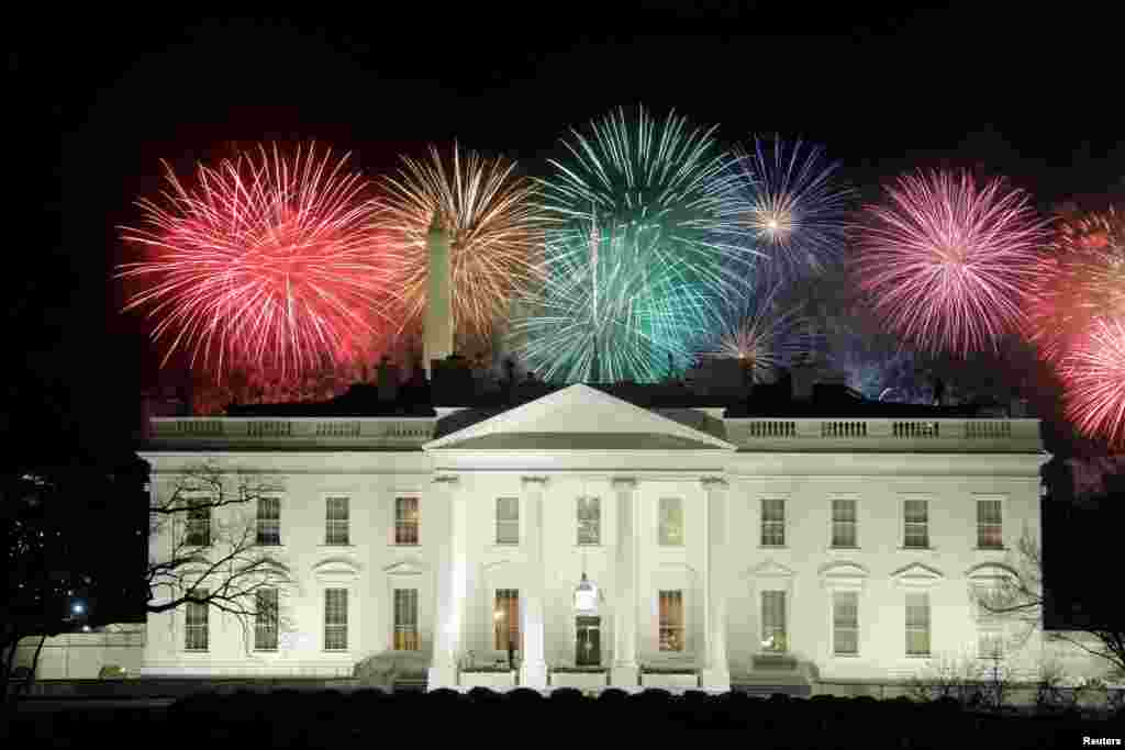 Fireworks are seen above the White House after the inauguration of Joe Biden as the 46th President of the United States in Washington, Jan. 20, 2021.