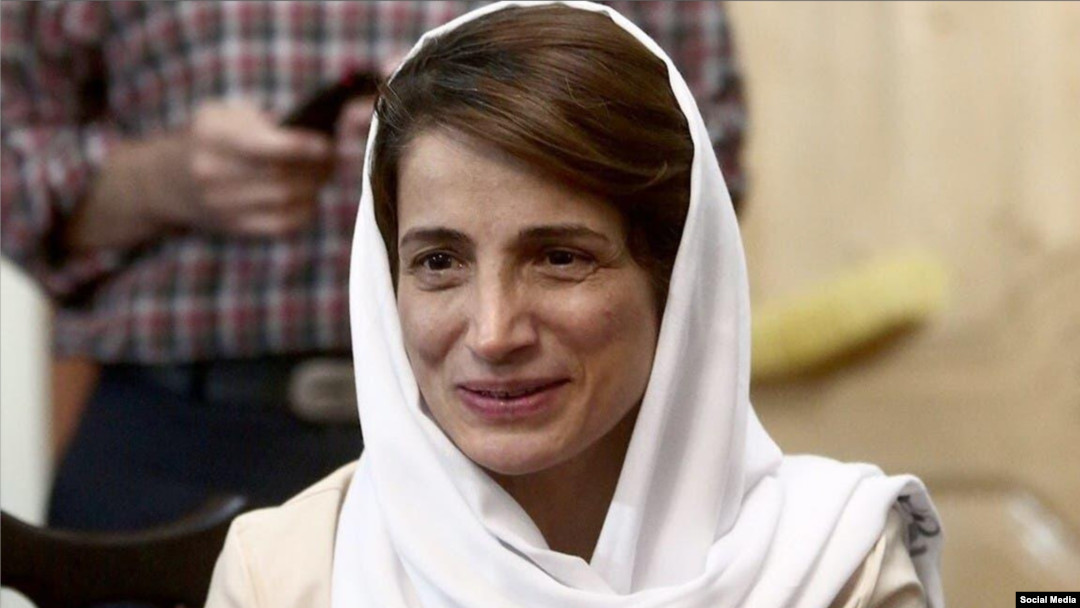 FILE - Iranian human rights lawyer Nasrin Sotoudeh is seen in a 2018 photo shared on social media.