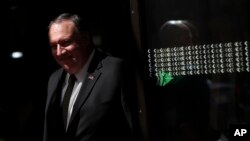 U.S. Secretary of State Mike Pompeo leaves after a meeting at the Europa building in Brussels, Belgium, May 13, 2019.