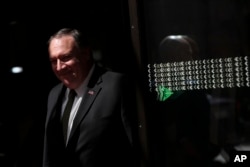 U.S. Secretary of State Mike Pompeo leaves after a meeting at the Europa building in Brussels, Belgium, May 13, 2019.