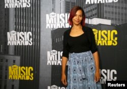 Musician Rhiannon Giddens arrives at the 2017 CMT Music Awards in Nashville, Tennessee, July 6, 2017.