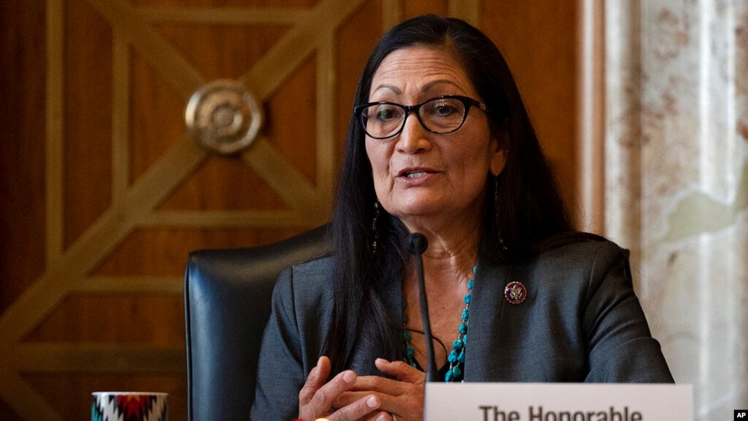 Rep. Deb Haaland, D-N.M., speaks during the Senate Committee on Energy and Natural Resources hearing on her nomination to be Interior Secretary, on Capitol Hill in Washington, Feb. 23, 2021.