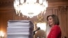 US Speaker of the House Nancy Pelosi speaks alongside a stack of legislation the House has passed as she holds a press… Speaker of the House Nancy Pelosi speaks alongside a stack of legislation the House has passed at a press conference at the US Capitol