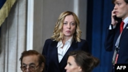 Prime Minister of Italy Giorgia Meloni arrives for the inauguration ceremony before Donald Trump is sworn in as the 47th US President in the US Capitol Rotunda in Washington, on Jan. 20, 2025.